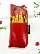 L. Durand Sunglass &amp; Eyeglass Case Red Soft Leather Cityscape Stiletto - $43.56