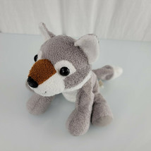 K &amp; M International Stuffed Plush Beanbag Bean Husky Wolf Puppy Dog Gray White - £47.06 GBP