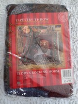 Nip Crown Crafts Teddy&#39;s Rocking Horse Acrylic/Cotton Fringed Throw - 50&quot; X 60&quot; - £15.03 GBP