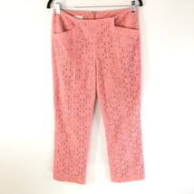 Anthopologie Corey Lynn Calter Womens Youghal Lace Cropped Pants Pink Floral 6 - £22.95 GBP