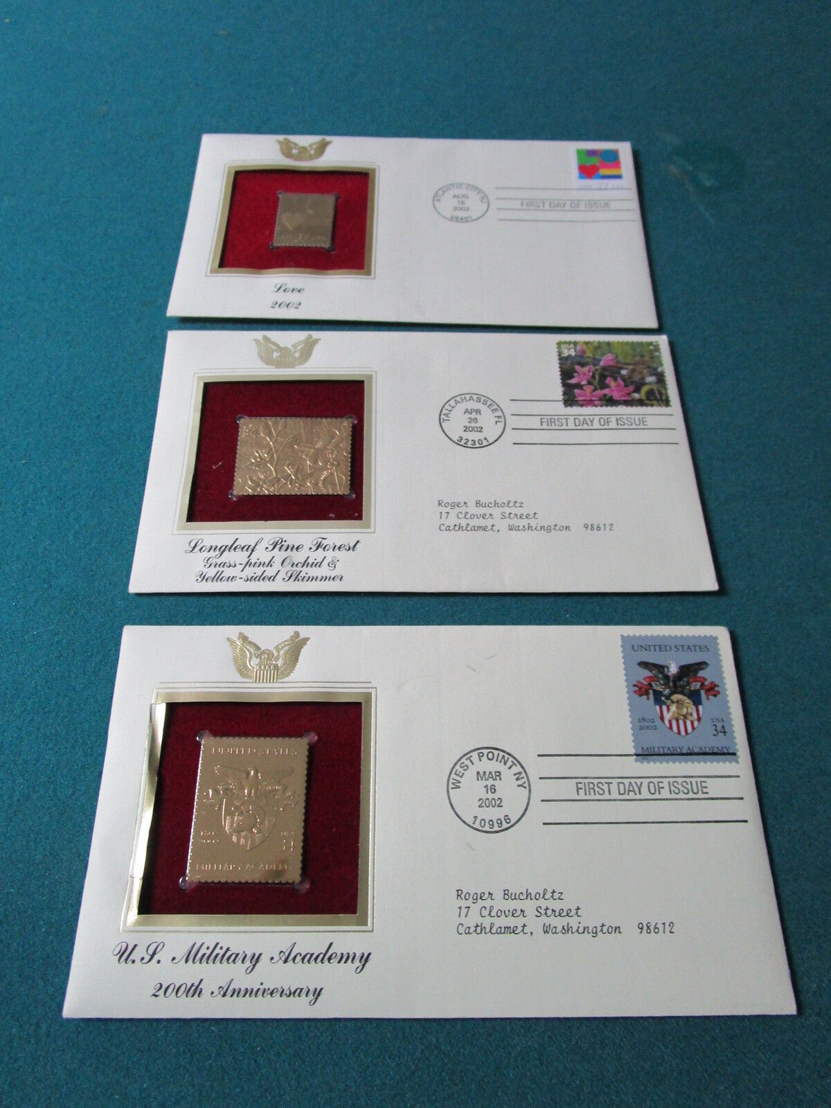 Primary image for 22K gold 7 replicas of United States of America Stamps first issue, new[a*7]