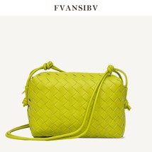 Woven Small Square Bag 2022 New All-Matching Genuine Leather Shoulder Bag Fashio - £96.17 GBP