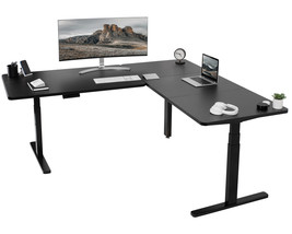 VIVO Electric 77&quot; x 71&quot; Corner Stand Up Desk, Black Table Tops, Black Frame - £1,097.72 GBP