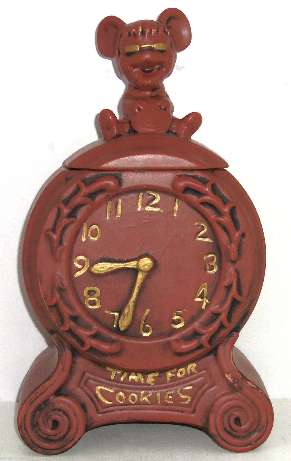 McCoy Time For Cookies Cookie Jar Brown Clock Mouse Vintage - £79.89 GBP