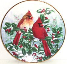 Birds Red Holly Berries Plate Winter Splendor Garden Hamilton Collector - £39.27 GBP