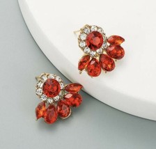 red rhinestone drop dangle big fashion earrings Mexico 5 de Mayo new - £10.18 GBP