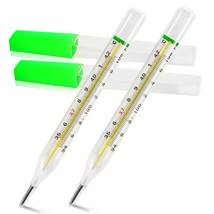 Mercury Free Thermometer for Armpit 2PCS Clinical Glass Thermometer for Fever Cl - £40.38 GBP