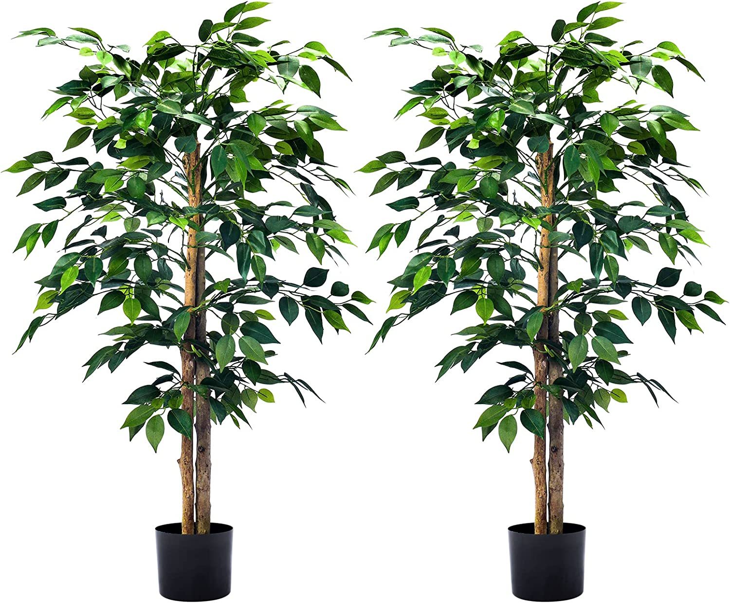CROSOFMI Artificial Bird Of Paradise Plant 4 Feet Fake Tropical Palm Tree With 8 Leaves,Perfect Faux Plants In Pot For Indoor Outdoor House Home Office Garden Modern Decoration Housewarming Gift