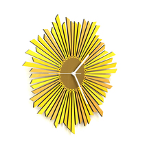 Stylish yellow / golden wooden wall clock, a piece of wall art - The Sun - $159.00+