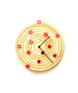 Unique natural wood + red wall clock made of wood, a product of ardeola ... - $119.00