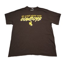Gildan Shirt Mens Brown Short Sleeve Crew Neck Knit Graphic Print Casual... - £20.18 GBP