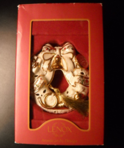 Lenox Christmas Ornament Bejeweled Christmas Wreath China and Gold Original Box - £15.97 GBP