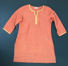 Fabindia Orange Herringbone Tassar Cotton Kurta Shirt L Ethnic Cultural ... - £18.72 GBP