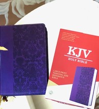 KJV KING JAMES BIBLE - PURPLE LARGE PRINT LEATHER  - £29.56 GBP