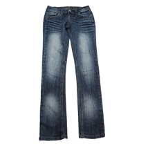 Vanilla Star Jeans Womens 1 Blue Denim Low Rise 5 Pocket Faded Skinny Pants - £23.33 GBP