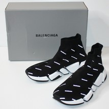 Balenciaga Speed 2.0 Logo Sneakers Black &amp; White Soles size EU 39 / US 9 NEW - £644.25 GBP