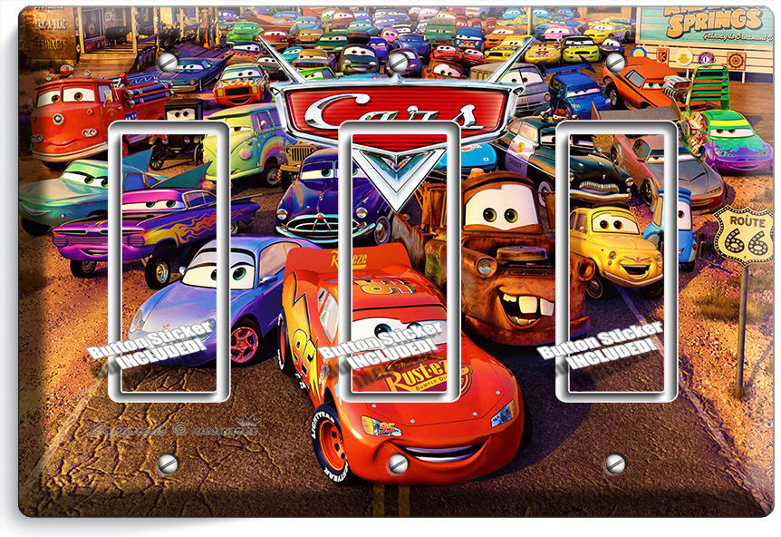 CARS 2 LIGHTNING MCQUEEN SALLY DISNEY MOVIE TRIPLE GFI LIGHT SWITCH 1 WALL PLATE