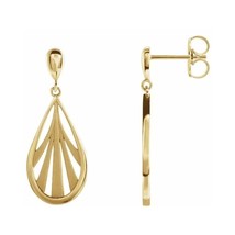 Authenticity Guarantee 
14k Yellow Gold Geometric Oval Dangle Earrings - £538.08 GBP