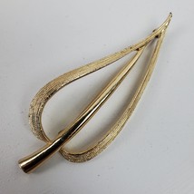 Vintage Estate Slimline Leaf Brooch Pin Gold Tone 3 Inch Signed - £10.46 GBP