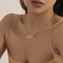 18K Gold-Plated &#39;888&#39; Curb Chain Pendant Necklace - £10.13 GBP