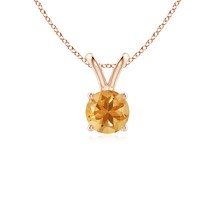 ANGARA 0.45 Ct A-Grade V-Bale Round Citrine Solitaire Pendant in 14K Solid Gold - £270.11 GBP