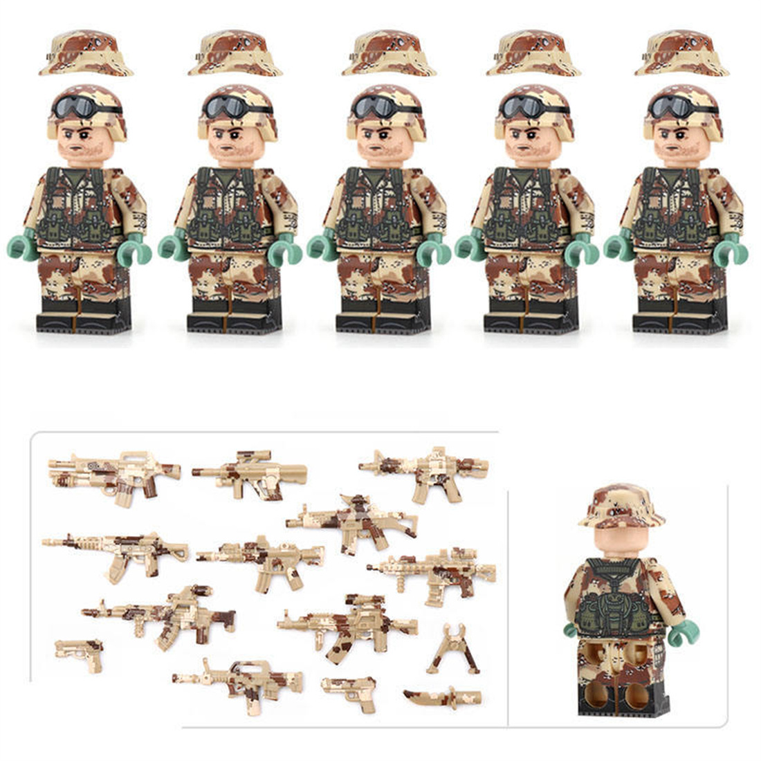 US Army Marine Corps Camouflage Soldiers Custom 5 Minifigure Sets