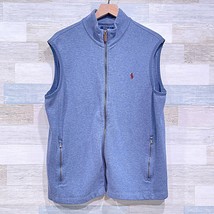 POLO Ralph Lauren Full Zip Sweater Vest Jacket Blue Pockets Cotton Mens ... - $59.39