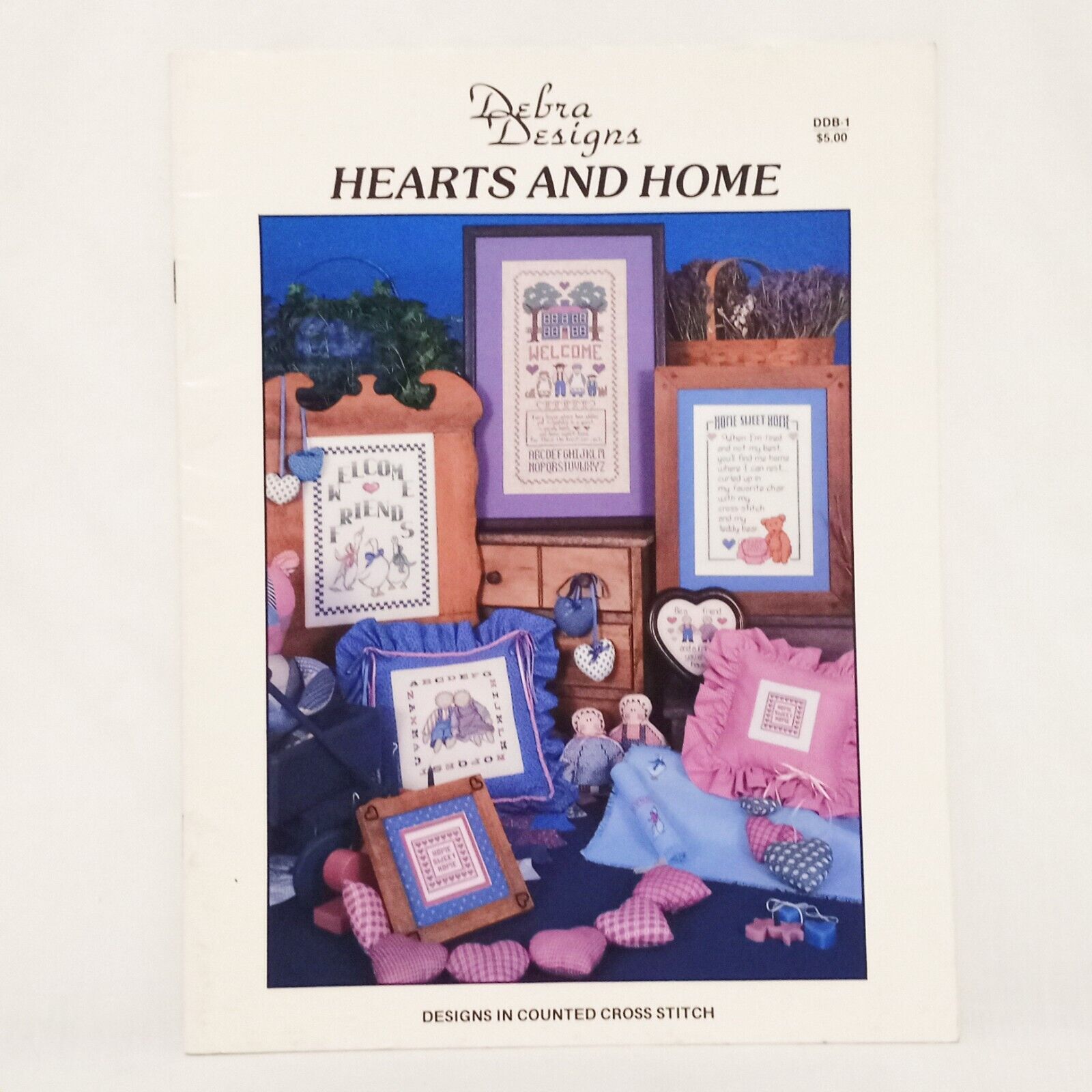 Hearts and Home Cross Stitch Leaflet Debra Designs 1988 Country House Geese Doll - $14.84