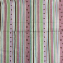 Cotton Quilt Fabric 24&quot;x43&quot; Meow by M&#39;Liss Rae Hawley Cat Paws Pink Cream Stripe - $5.93