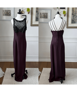 Vintage 80s 90s Purple Black Mesh Beaded Illusion Bodice Formal Gown M - €39,55 EUR