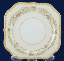 Noritake N149 Square Lunch Plate Cream Rim Floral Border Tan 1930s  - £3.92 GBP