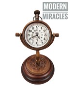 Desk Table Clock Decor Vintage Brass Watch Nautical Antique Maritime Mar... - £28.60 GBP