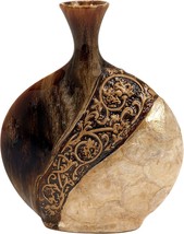 Deco 79 Ceramic Vase With Embedded Details, 11&quot; X 3&quot; X 14&quot;, Brown - £41.55 GBP