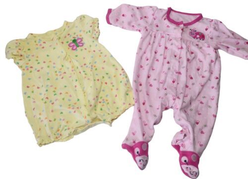 Primary image for Carters Infant Girls Footed One Piece Size 3mo Butterfly Ladybug Pink Yellow