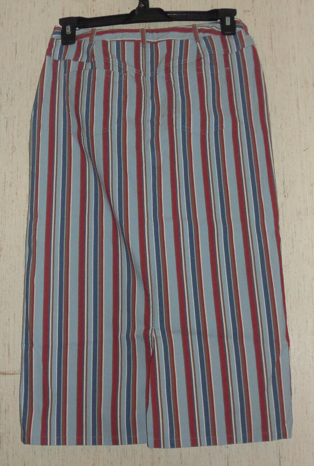 EXCELLENT WOMENS EVAN-PICONE STRETCH FIVE POCKET LONG STRIPED SKIRT  SIZE 6 Item image 2