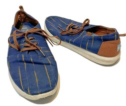 Toms Mens Lace Up Canvas Blue and Brown Comfort Size 11.5 - £10.86 GBP