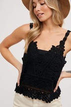 Crochet Layering Cami Tank Top Black - £23.35 GBP