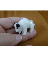 (Y-BUF-412) White Alabaster + onyx BUFFALO bison gemstone gem figurine s... - $23.07 CAD