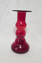 Vintage VIKING Handblown Ruby Red Candle Holder or Vase 6&quot; Tall - $24.99