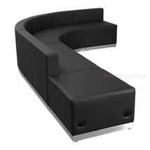 Black White Leather* L-Sectional Reception Office Hotel Conference Living Room - £2,278.14 GBP