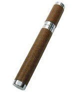 Leather Wrapped Single Stainless Steel Cigar Tube Brown - $58.26 CAD