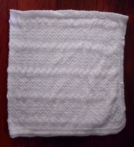 Vintage Baby Blanket Christening Lacy Knit White Baptism Morval Acrylic Japan - £31.29 GBP