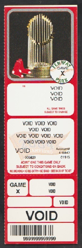 2005 Boston Red Sox Voided Full Ticket With World Series Trophy - £1.17 GBP