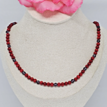 Purple Crystal Red Glass Beaded Choker Necklace 925 Sterling Silver Clasp - £14.90 GBP