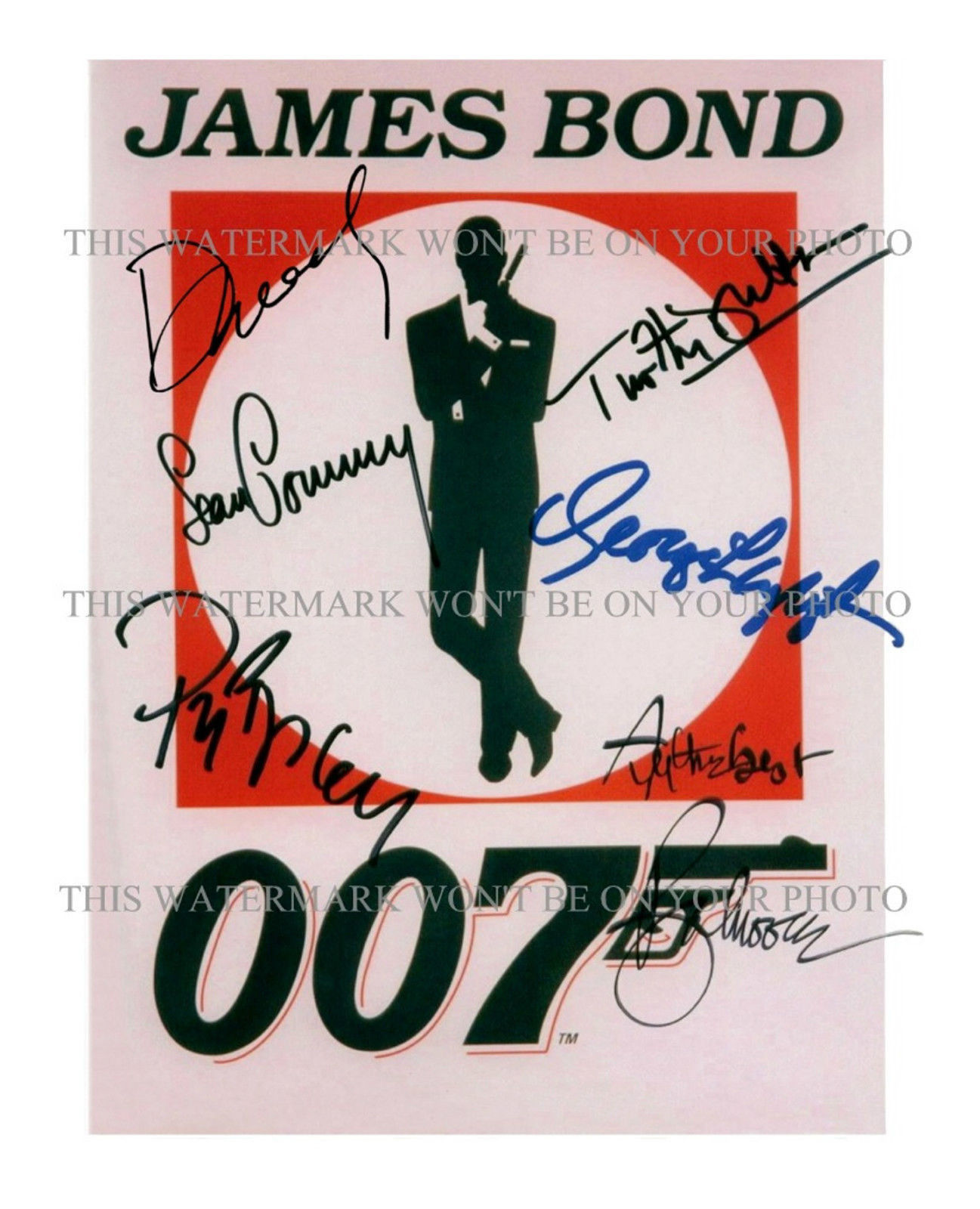 Primary image for 007 BOND SEAN CONNERY BROSNAN MOORE ALL JAMES BONDS SIGNED RP PHOTO DANIEL CRAIG