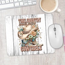 Country Cowgirl Office Decor, Cowgirl Mouse Pad, Rustic Farmhouse Home Decor, Pi - £11.21 GBP