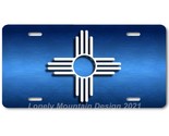 New Mexico Zia Inspired Art White on Blue FLAT Aluminum Novelty License ... - £14.36 GBP