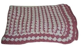 Hand Made Crochet #3846 Baby Blanket/Afghan/Throw Mauve/White 46 x 38 NEW - £18.30 GBP