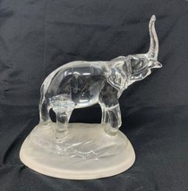 Vintage Lead Crystal Elephant Figurine Frosted Base Cristal D&#39;Arques France - £34.70 GBP