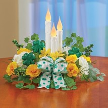 Candle Centerpiece Arrangement Lighted LED St Patricks Day Taper Table Decor - £18.74 GBP
